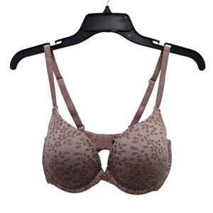 Adore Me Nude Floral Leaf Print Plunge Scalloped Band Underwireโ Bra Size 32DD